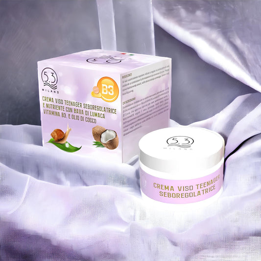 Sebum-regulating and nourishing teen face cream with snail slime and vitamin B3 