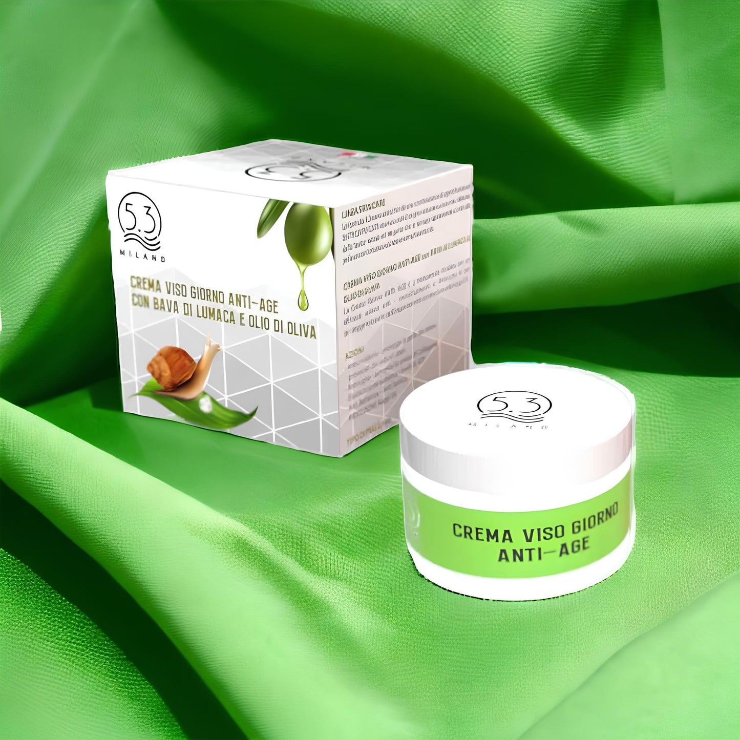 Anti-aging day face cream with snail slime and olive oil